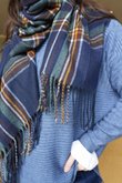 Mackenzie Plaid Blanket Scarf Navy /20=